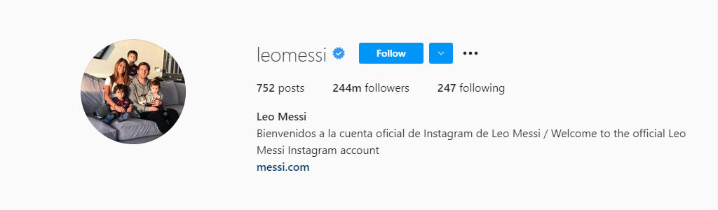 پرفالوورترین پیج‌های اینستاگرام ۲۰۲۱ - لیونل مسی (Leo Messi)