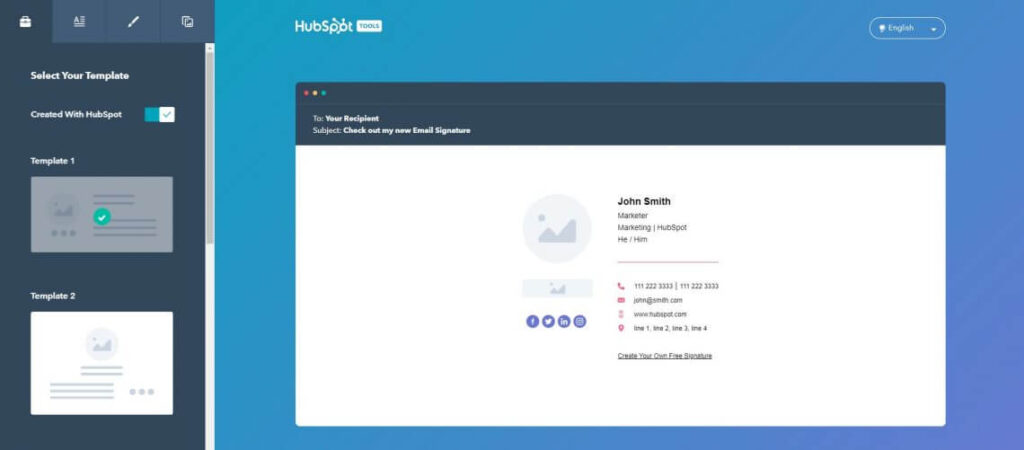 HubSpot یکی از امضا سازهای محبوب که رایگان است.