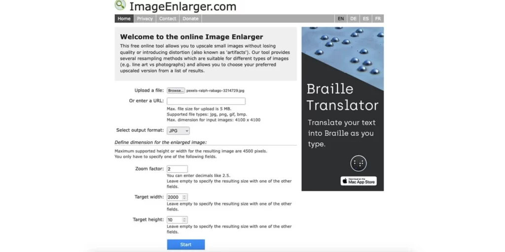 محیط Image Enlarger برای بزرگ کردن اندازه عکس
