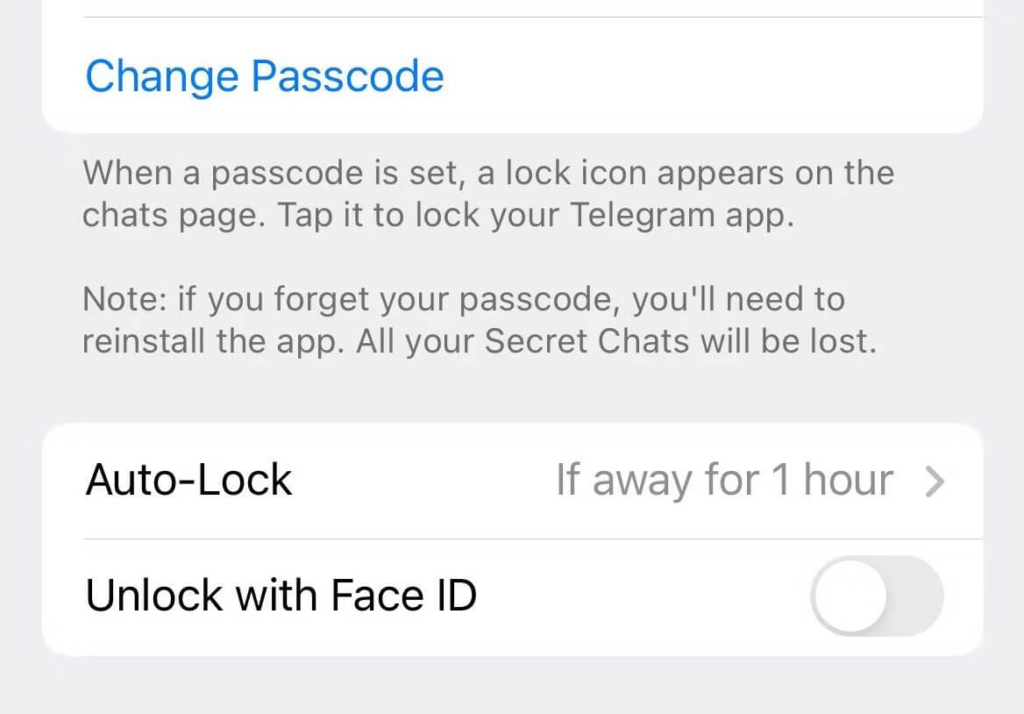 قفل خودکار در تلگرام