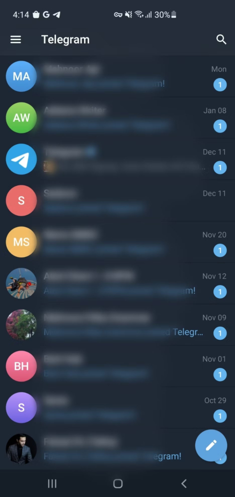 افزودن مخاطب جدید در تلگرام در اندروید